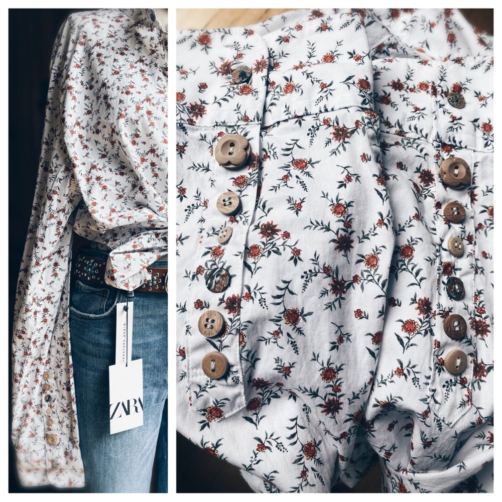 OOAK Artisan Buttondown Mini floral Multi Button - Picture 2 of 11